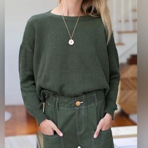 Emerson Fry Carolyn cotton sweater olive green lightweight